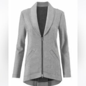 Cabi Women's Drop Off Zip Back
Gray Pinstripe Jacket Size L